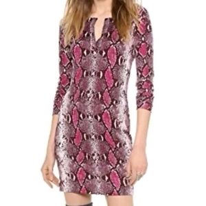 DIANE VON FURSTENBERG Reina Dress 4 Pink Snake Print Silk Shift Python Magenta
